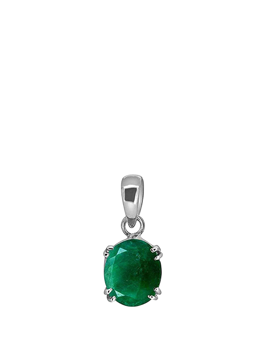 GenZcomplex Silver-Plated Green Oval Pendants