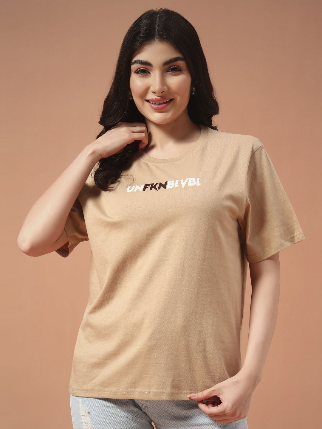 The Dry State Typography Printed Extended Sleeves Cotton Loose Fit T-shirt