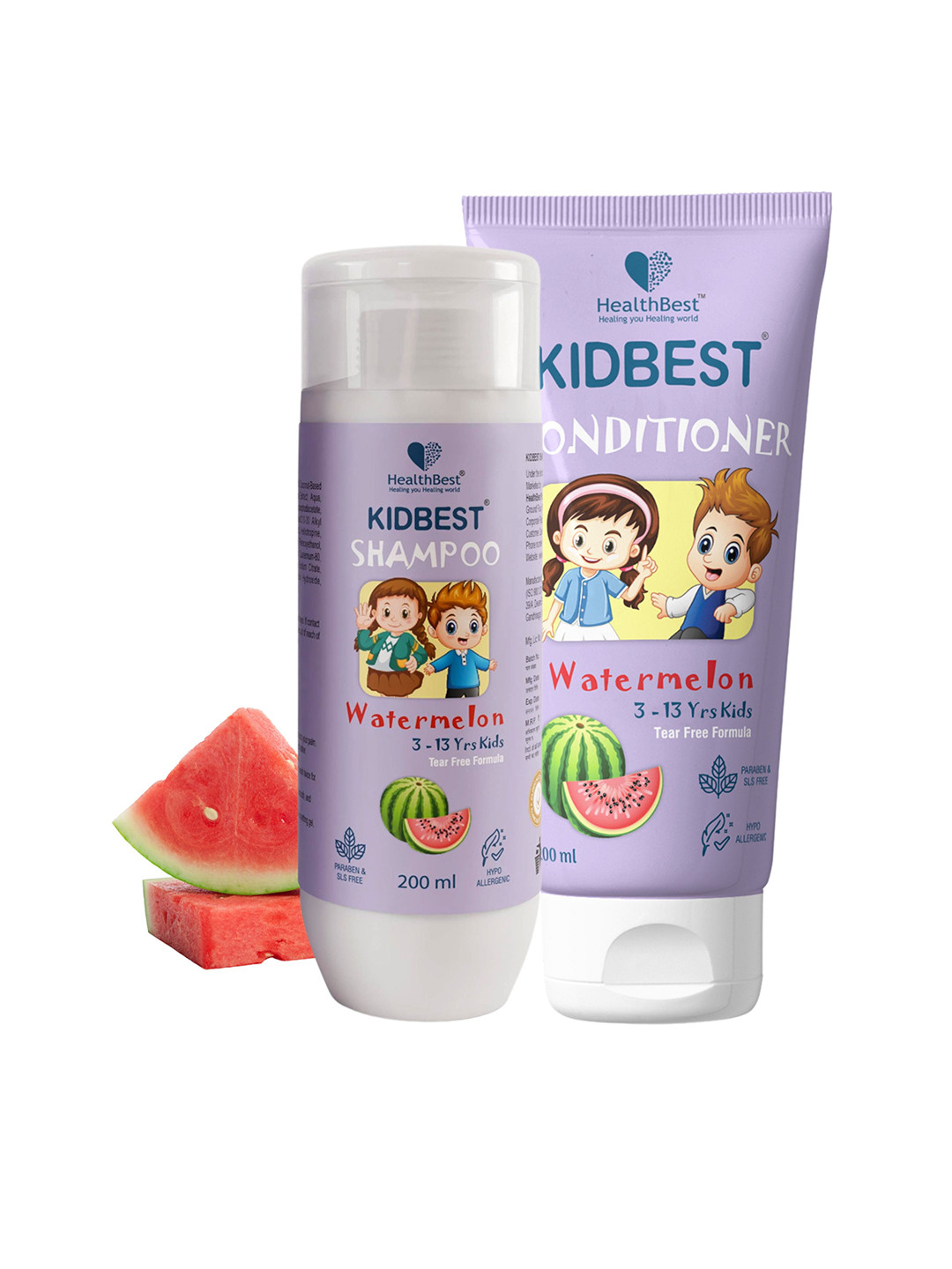 HealthBest Kids Set Of 2 KidBest Watermelon Shampoo- 200 ml & Conditioner- 200 ml