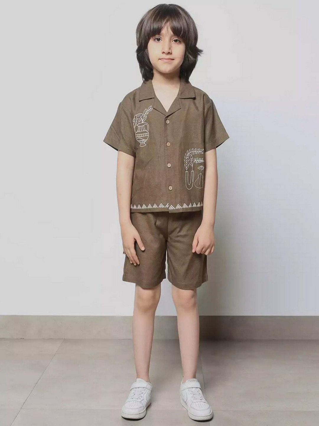 skm empire Boys Printed Pure Cotton Shirt With Shorts