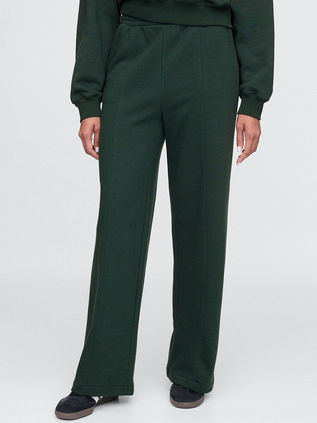 GAP Women Pure Cotton Wide-Leg Pleated Trousers With Insert Pockets