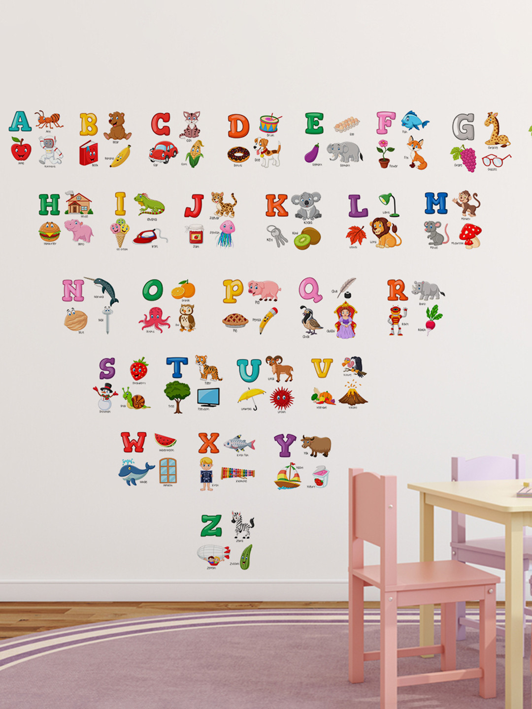 LANSTICK Red & Blue Printed Alphabet For Kids Wall Sticker