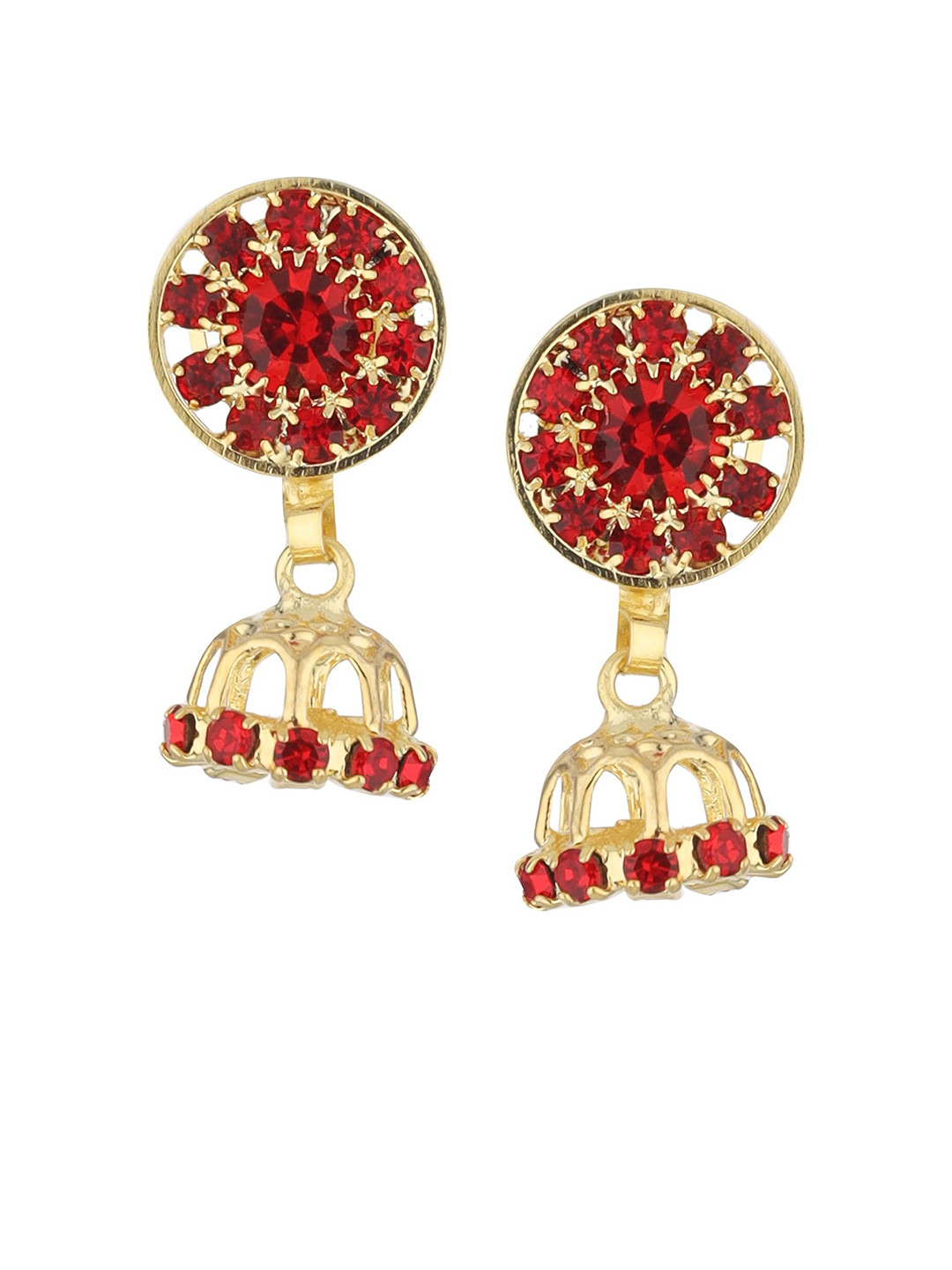 FirstBlush Gold-Plated Cubic Ziconia Studded Dome Shaped Jhumkas