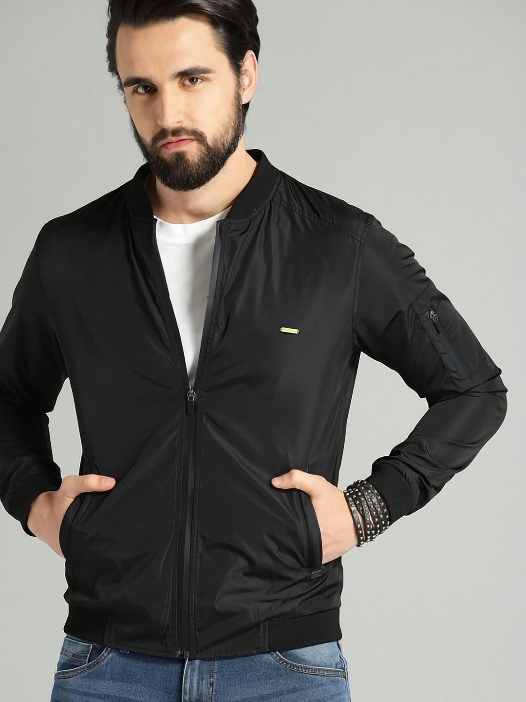 MOUNTAIN COLOURS Men Solid Windcheater and Water Resistant Bomber Jacket