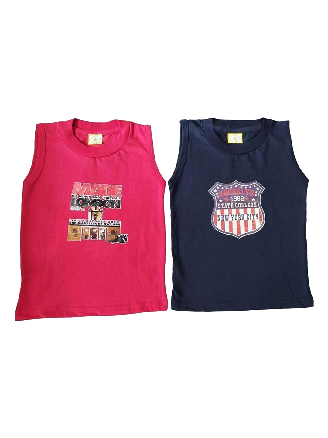 NEW TRINATH HOSIERY Boys Pack Of 2 Printed Cotton Gym Vests BMY-03