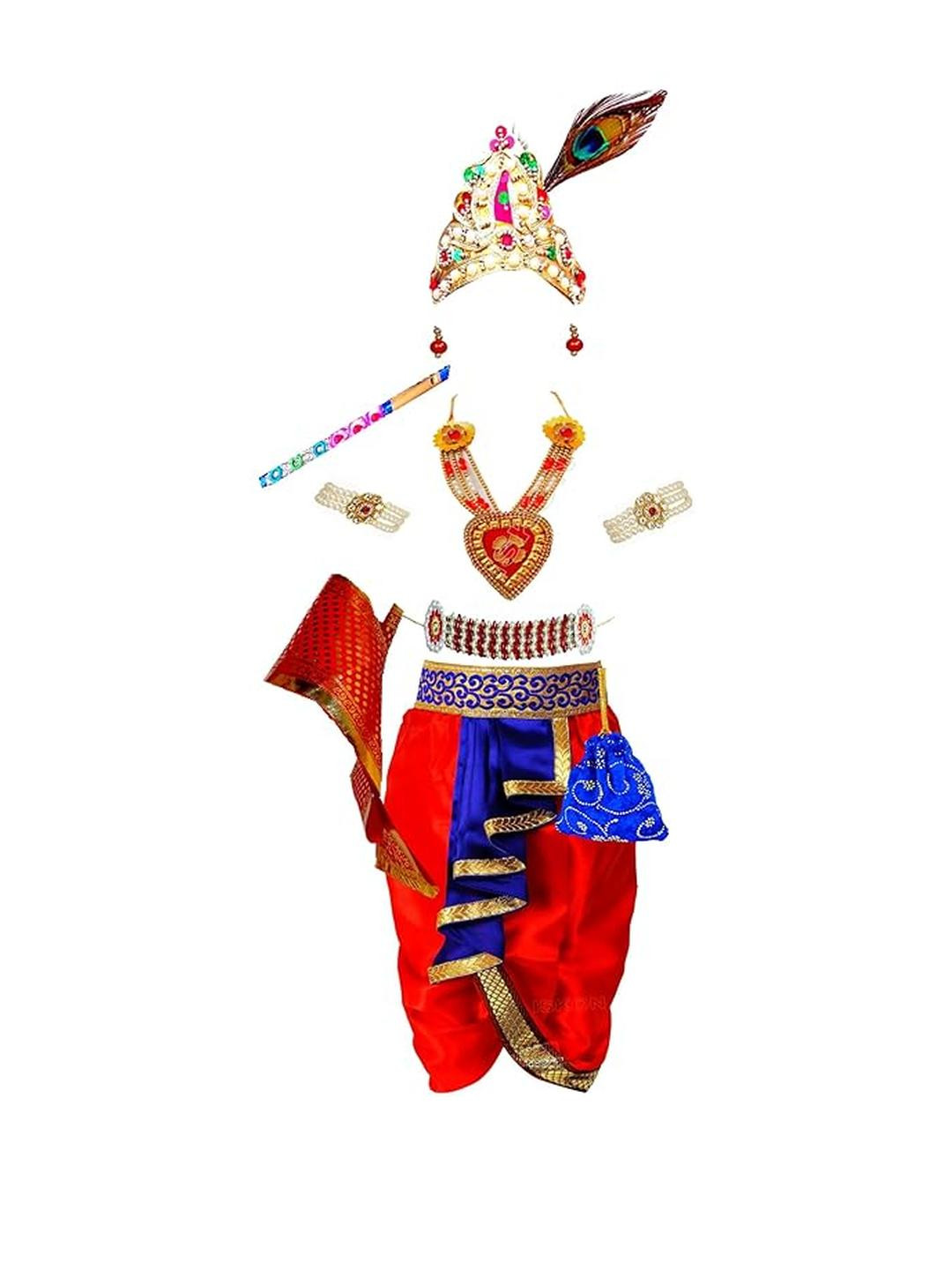 SHRI VALLABH Boys Krishna dress Costume Set With Accessories