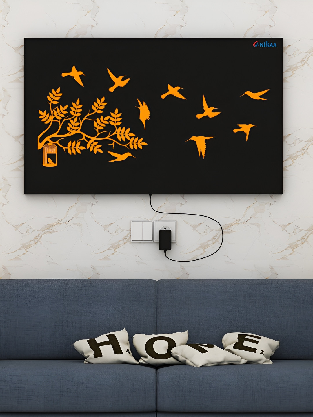 ANIKAA LumiAvi Black & Orange-Colored Nature-Inspired Wall Art