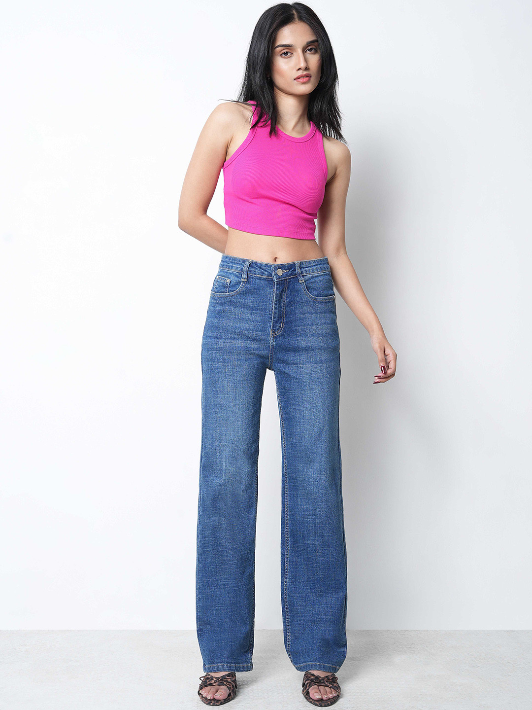 ZUYA Women Casual Straight Fit Stretch Solid Jeans