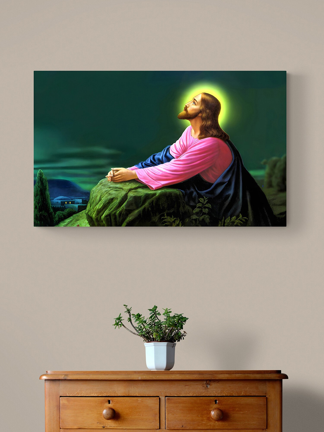 Tushaco Handicrafts Jesus Stretched Canvas Wrapped Wall Painting