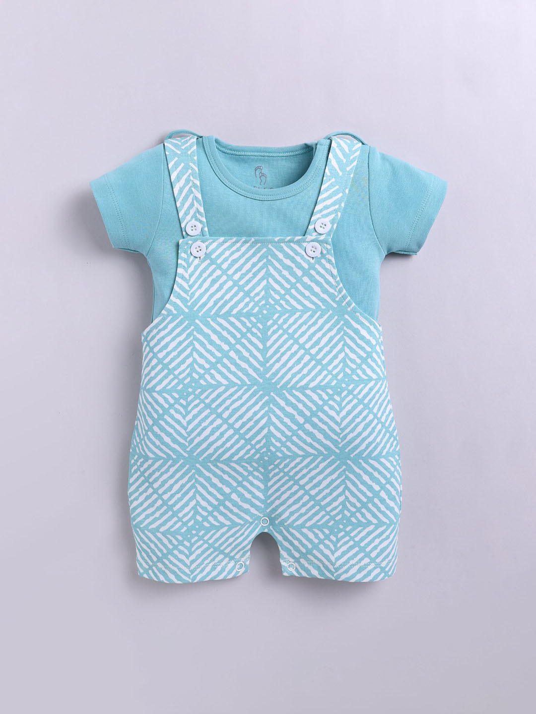 BABY GO Infant Boys Printed Cotton Dungaree With T-Shirt