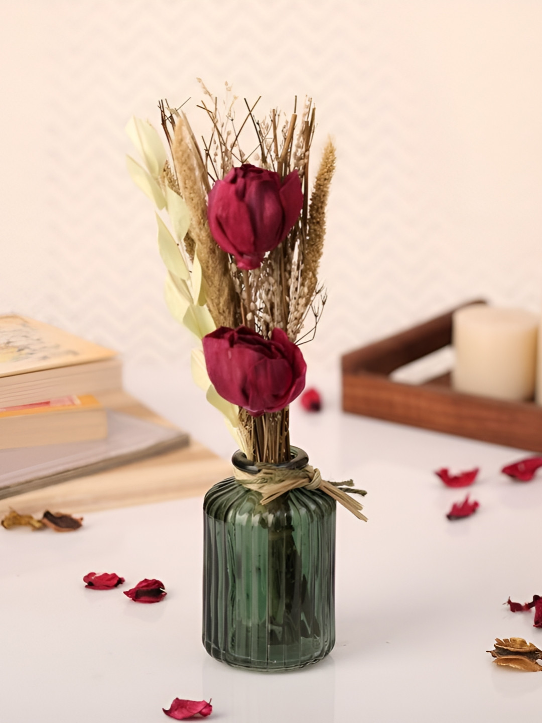 Decor de Maison Pink & Green Sherrie Floral Crimson Showpiece