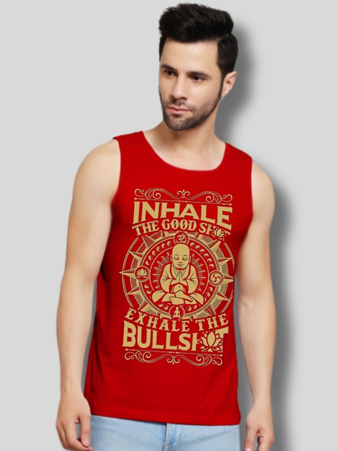 UpClothing Printed Cotton Innerwear Gym Vest UC-PV-RED|INHALEXHALE-S