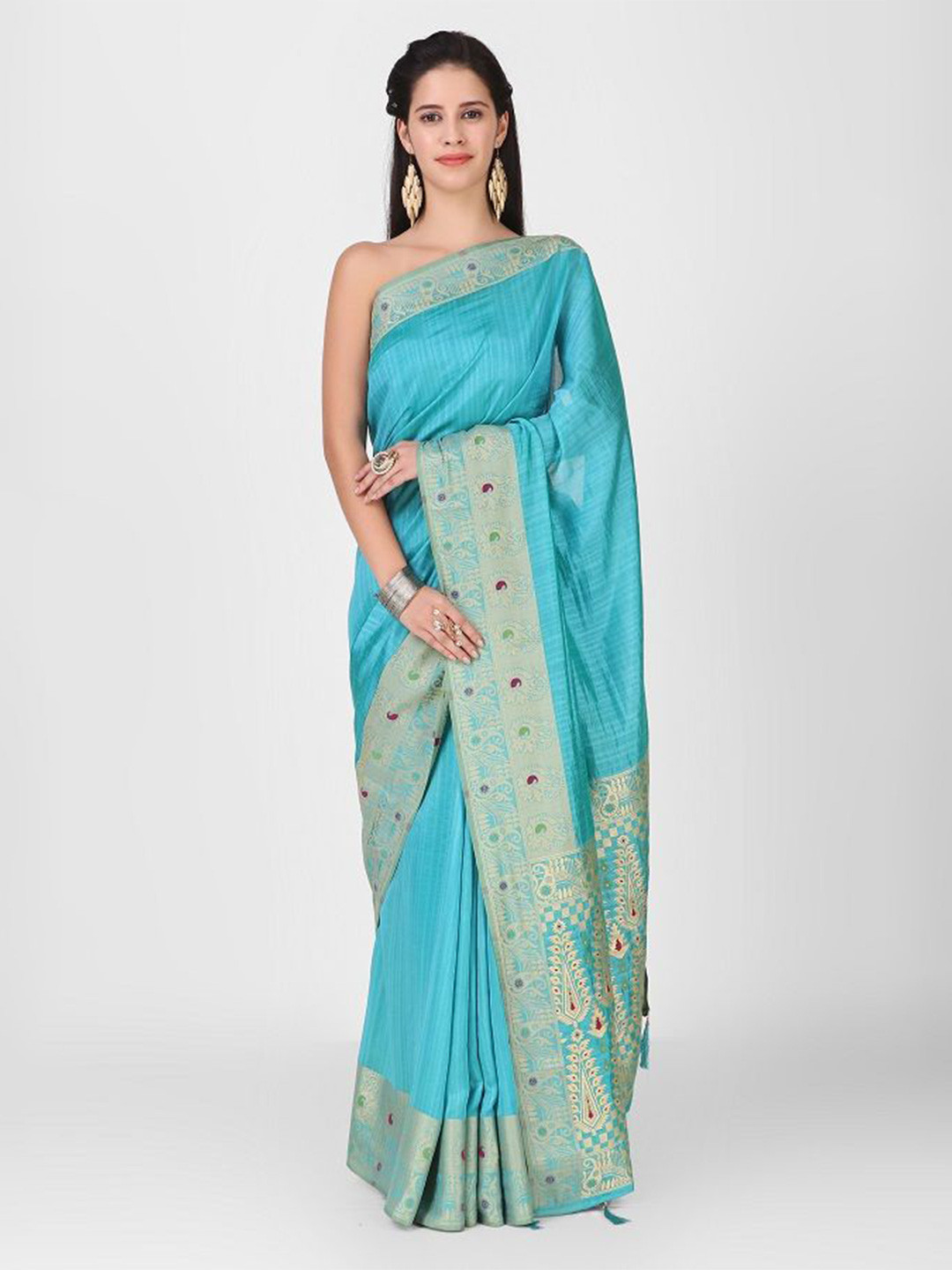 BEYOND ETHNIC Striped Zari Art Silk Saree