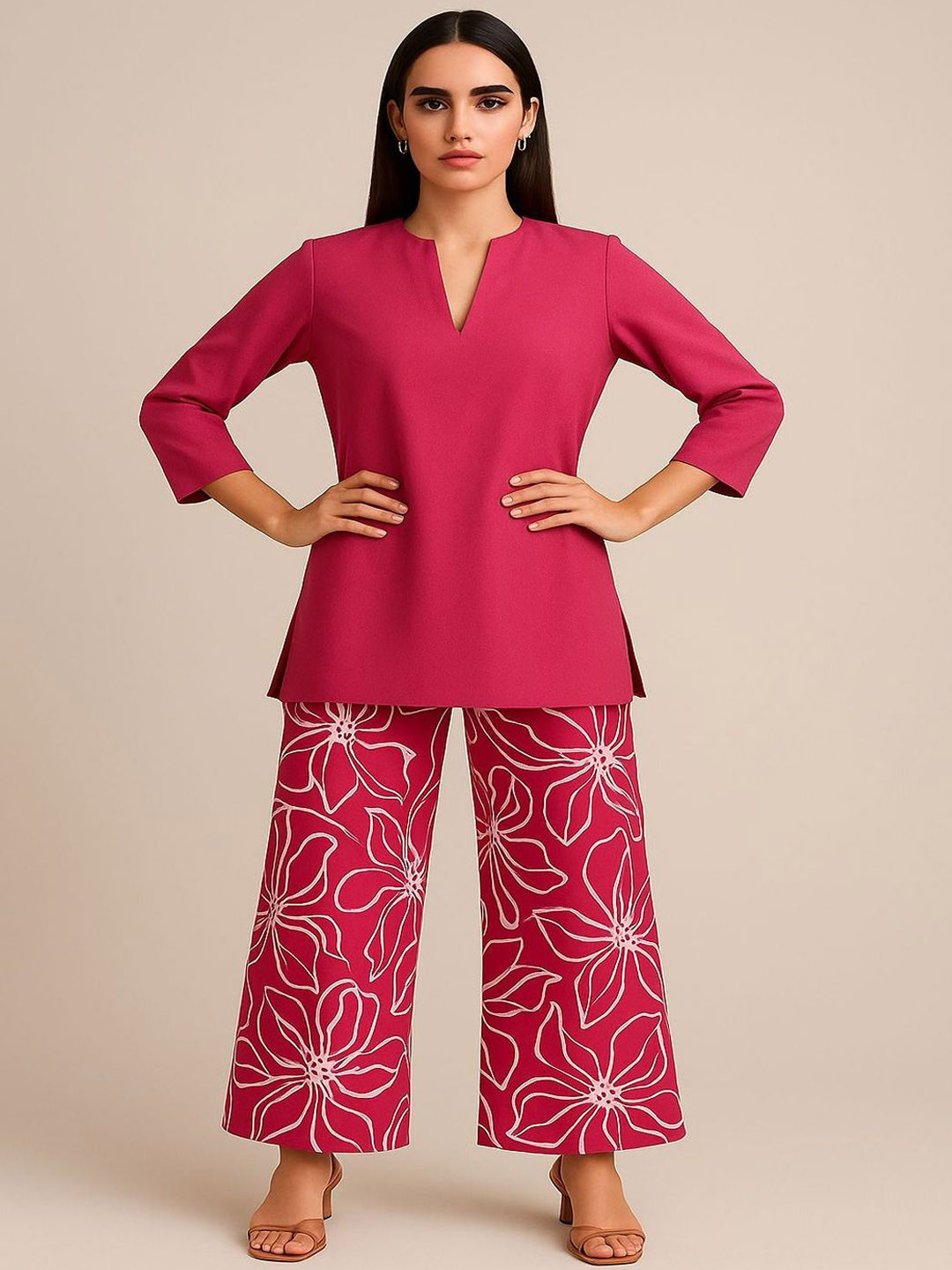 GAB V Neck Top With Trousers Co-Ords
