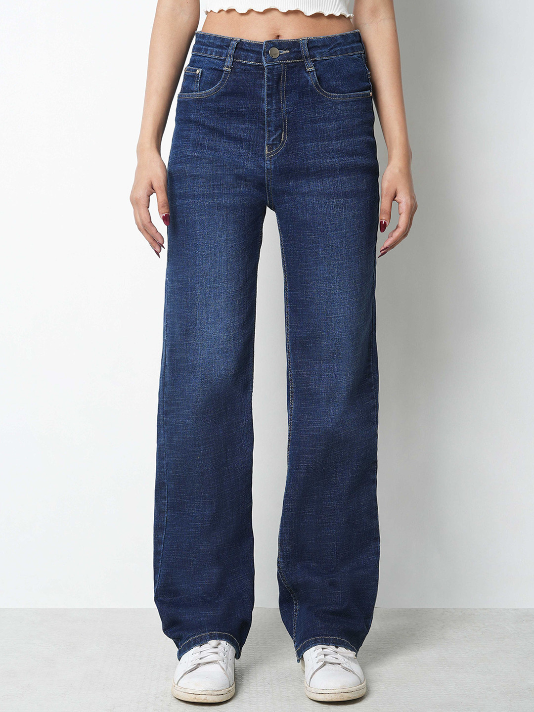 ZUYA Women Casual Straight Fit Stretch Solid Jeans