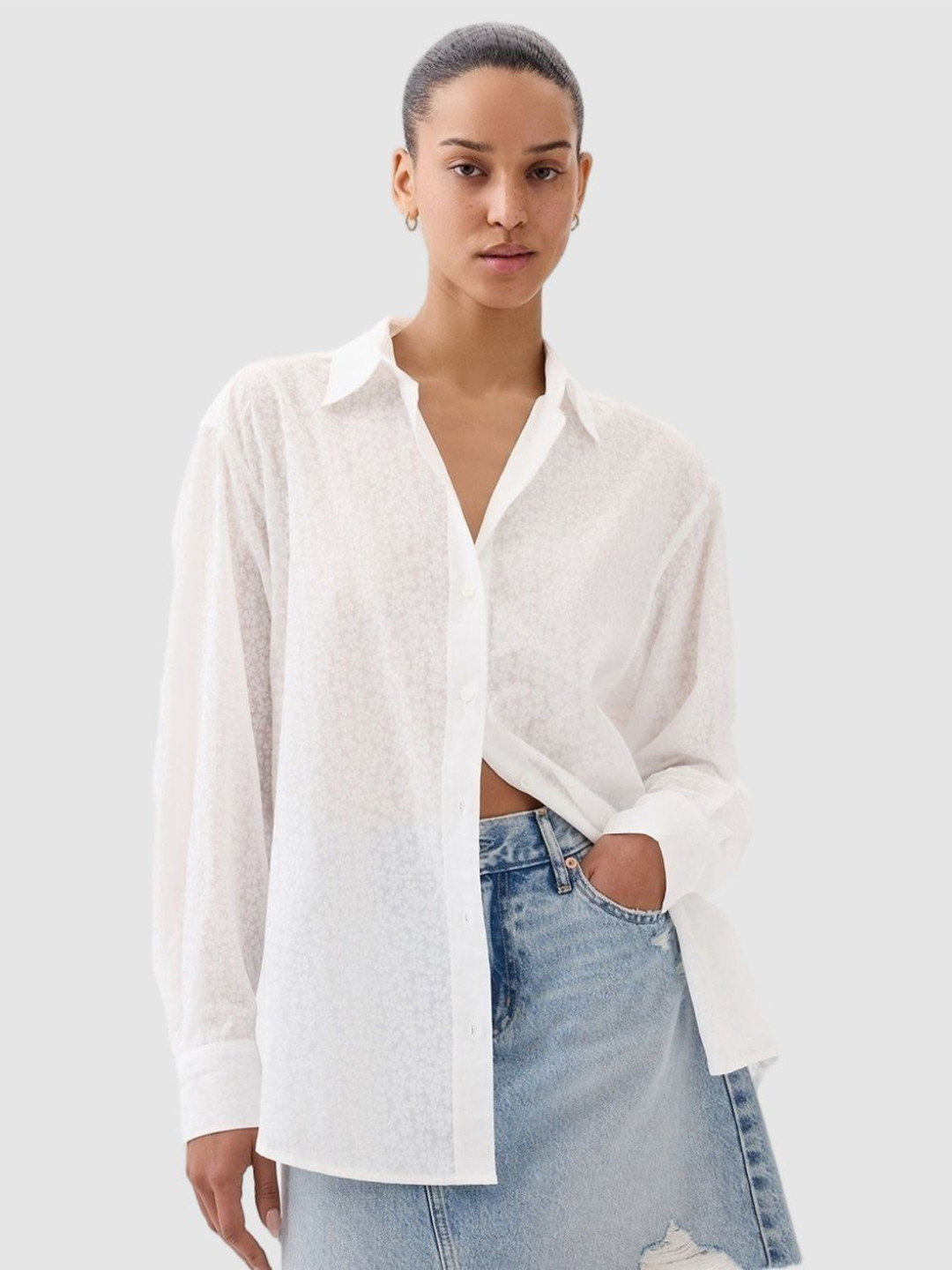 GAP Floral Printed Oversize Big Shirt With Full Sleeves