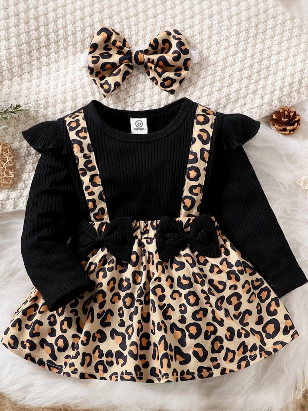 THOILLLING Animal Ruffled Fit & Flare Midi Dress