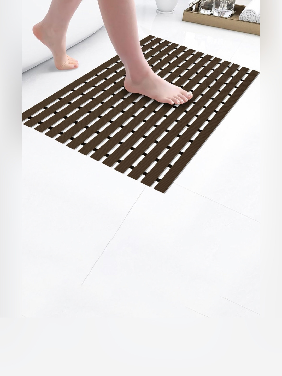 RUBOXA Brown Rubber Bath Mat Anti-Skid Bathroom Shower Mat