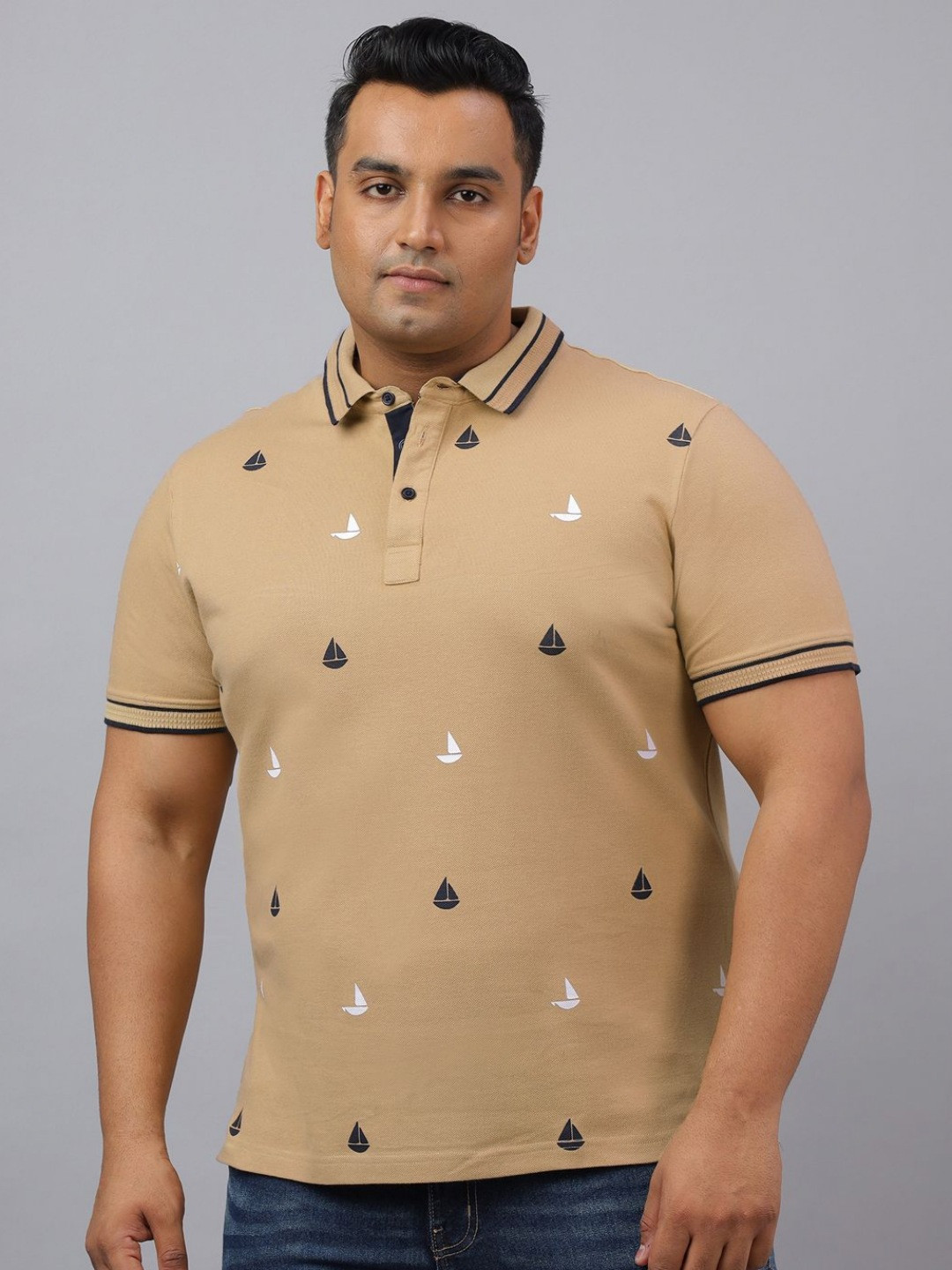 NEON CHILLIE Conversational Printed Polo Collar Cotton Slim Fit T-shirt