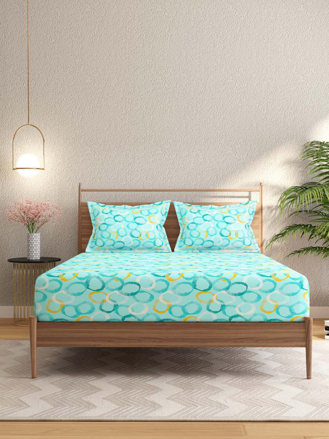 STELLAR HOME Aloha Blue 180 GSM Printed AC Room Double Bed Blanket With Pillow Covers