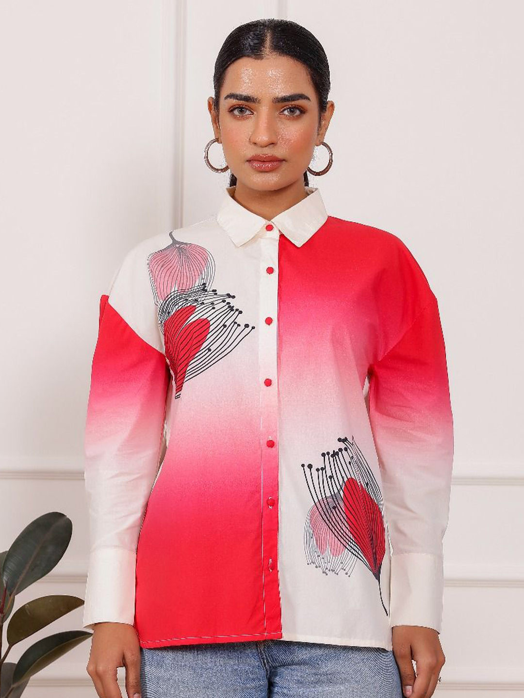 Zolo Label Women Rose Pink Ombre Shirt Top