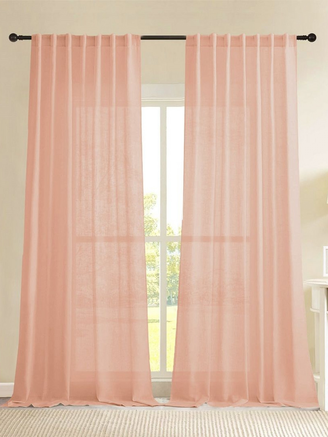 HOMEMONDE Set of 2 Cotton Sheer 10 Feet Long Door Curtains