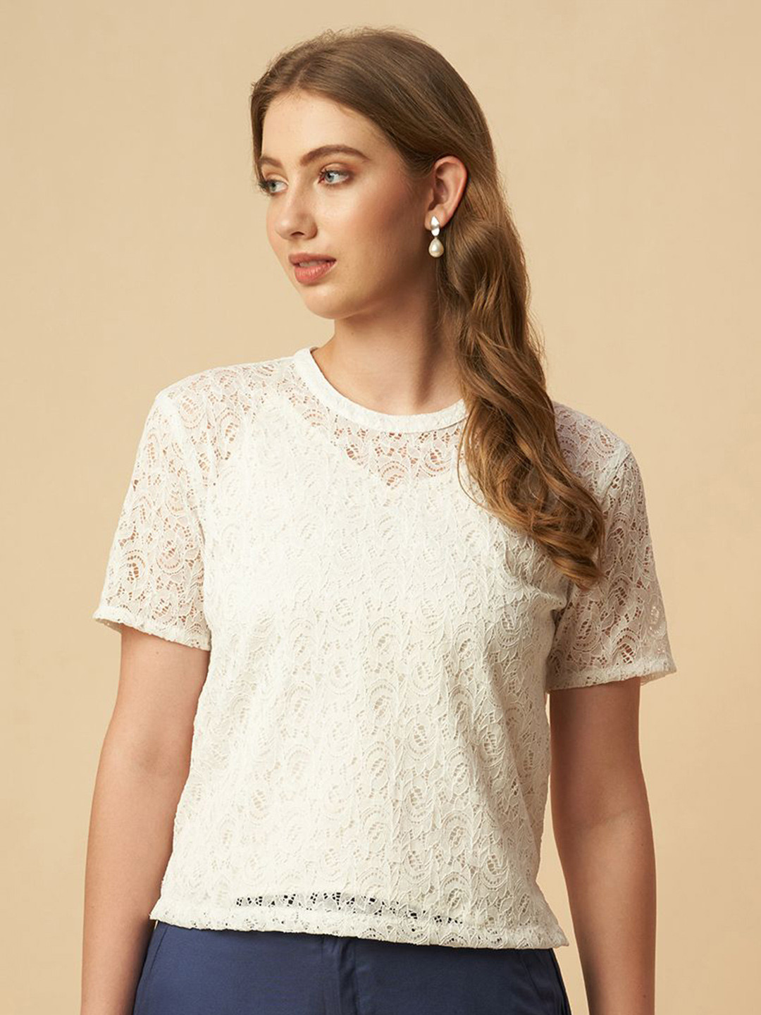 Chemistry Lace Cropped Top With Camisole