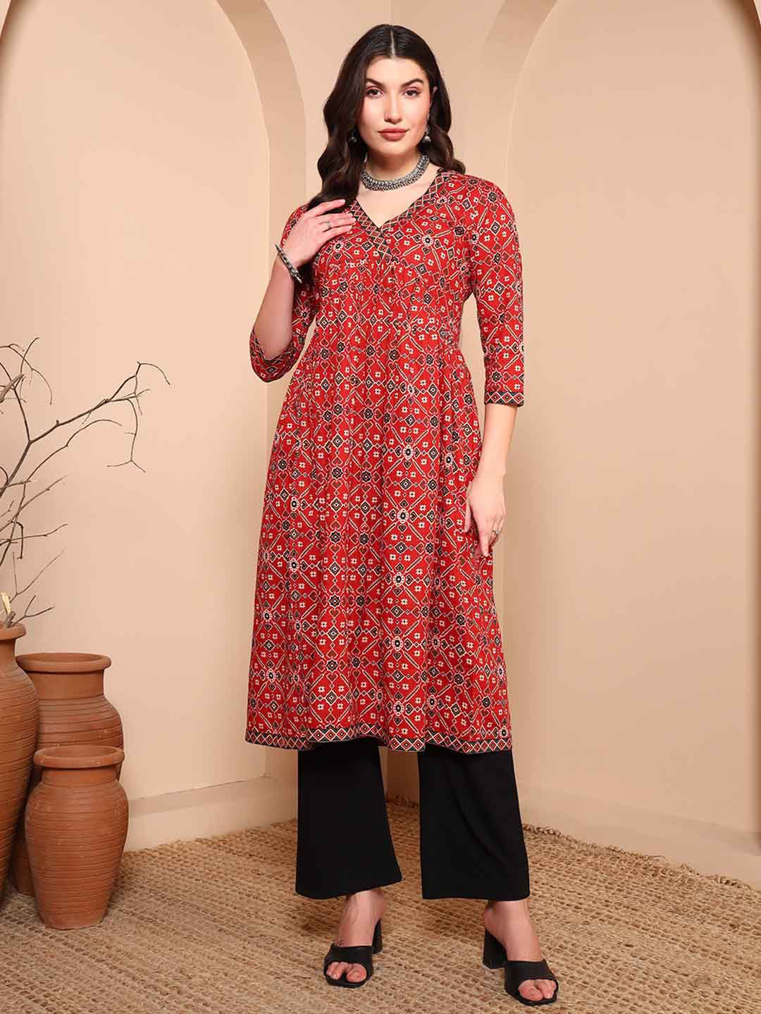 Harts And Darts Women Woven Design Anarkali Kurta