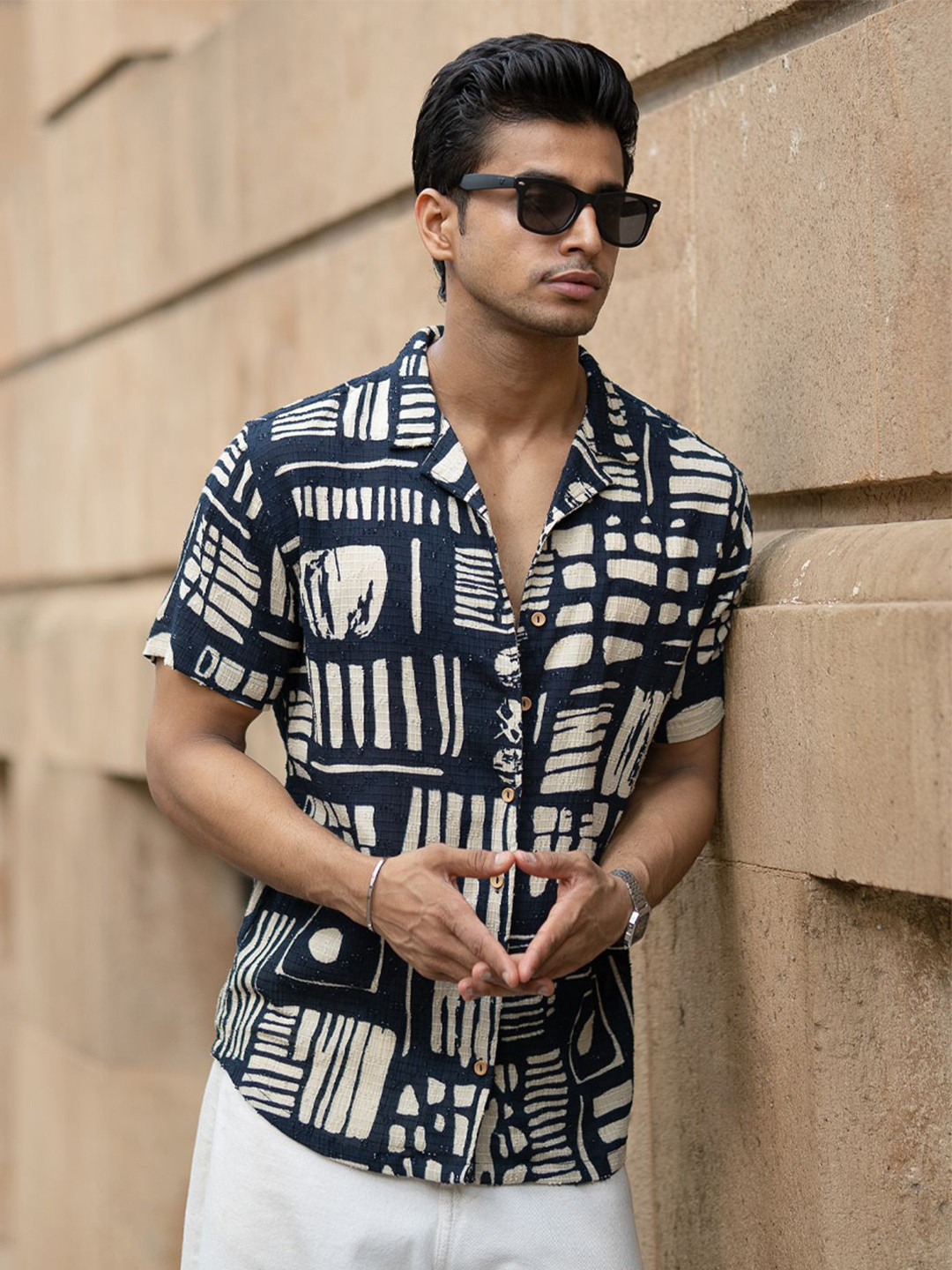 Powerlook Abstract Printed Pure Cotton Casual Shirt