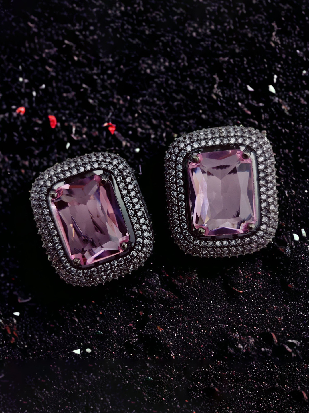 Opal Touch Crystal Studded Square Shaped Studs