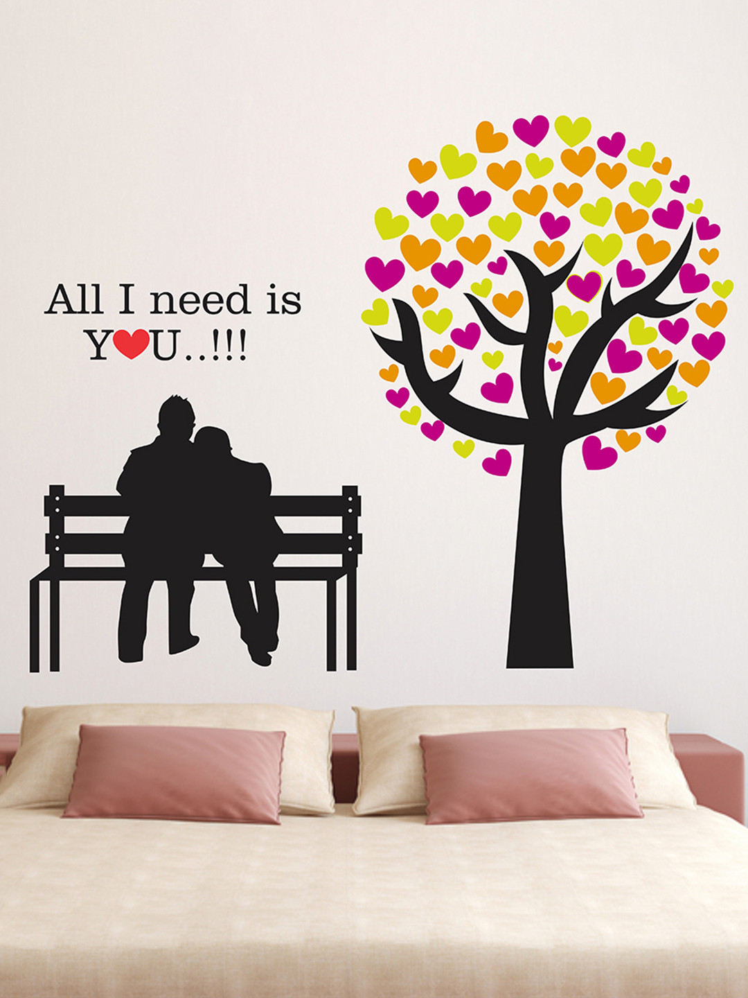 LANSTICK Black & Purple Printed Tree With Couple Wall Sticker