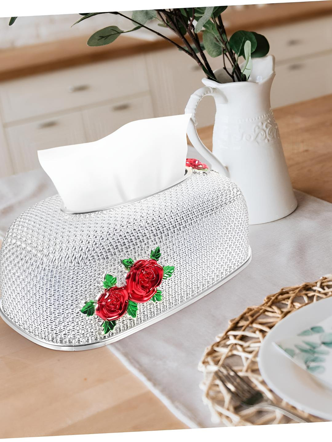 Extreme Karigari Silver-Toned Tissue Box Holder