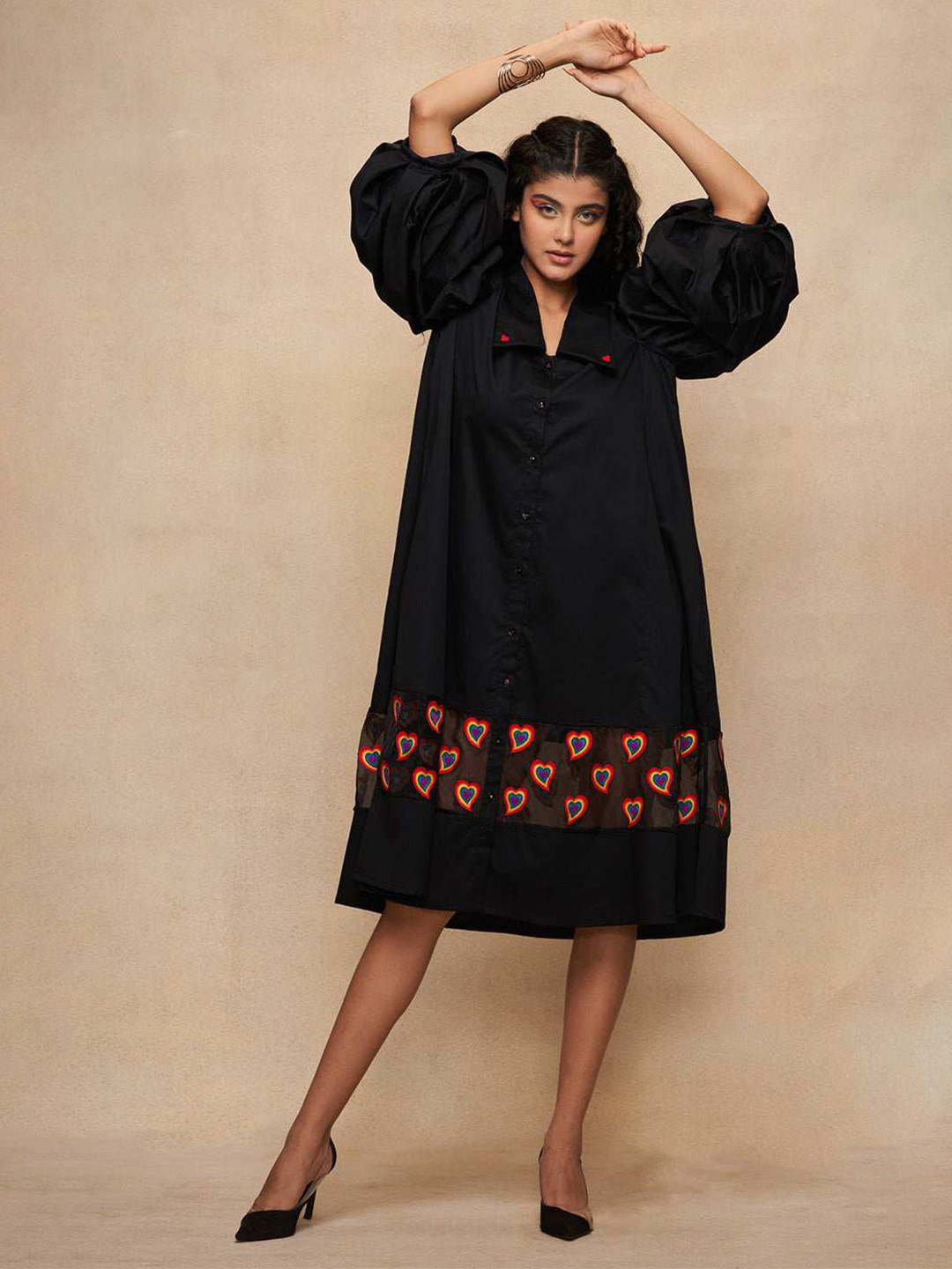 Gulabo by Abu Sandeep Women Puff Sleeves A-line Dress