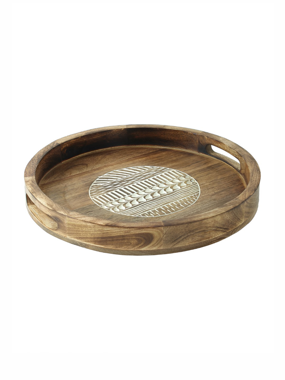 House This Soraha Brown Easy To Clean Round Wooden Serving Tray