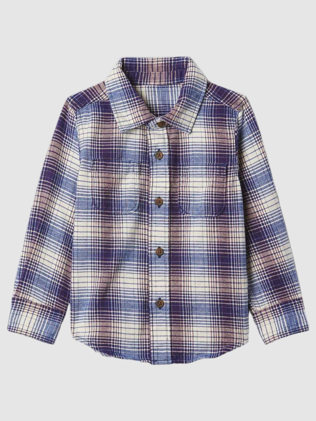 GAP Boys Relaxed Fit Full-Sleeve Spread Collar Pure Cotton Flannel Shirt