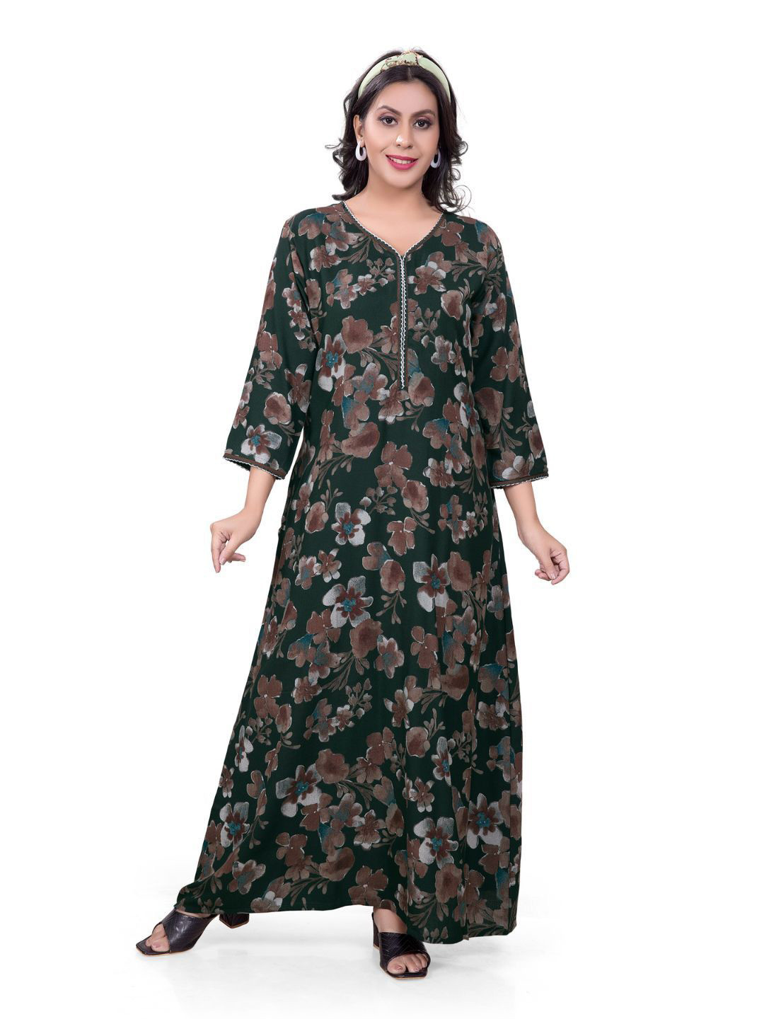 NIGHTSHADES Women Printed Maxi Nightdress