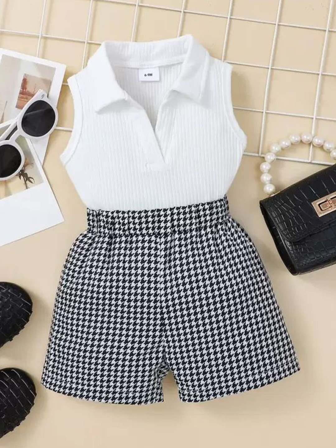 FABIZZA Girls Polo Collar Top With Shorts