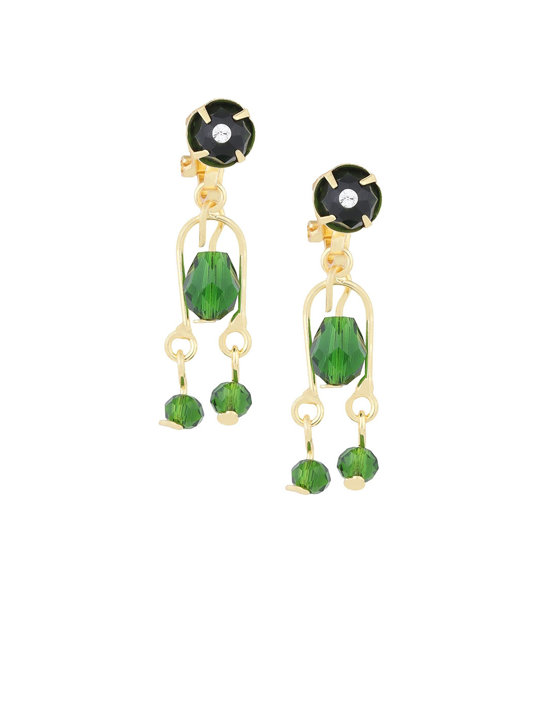 FirstBlush American Diamond Studded Circular Shaped Drop Earrings