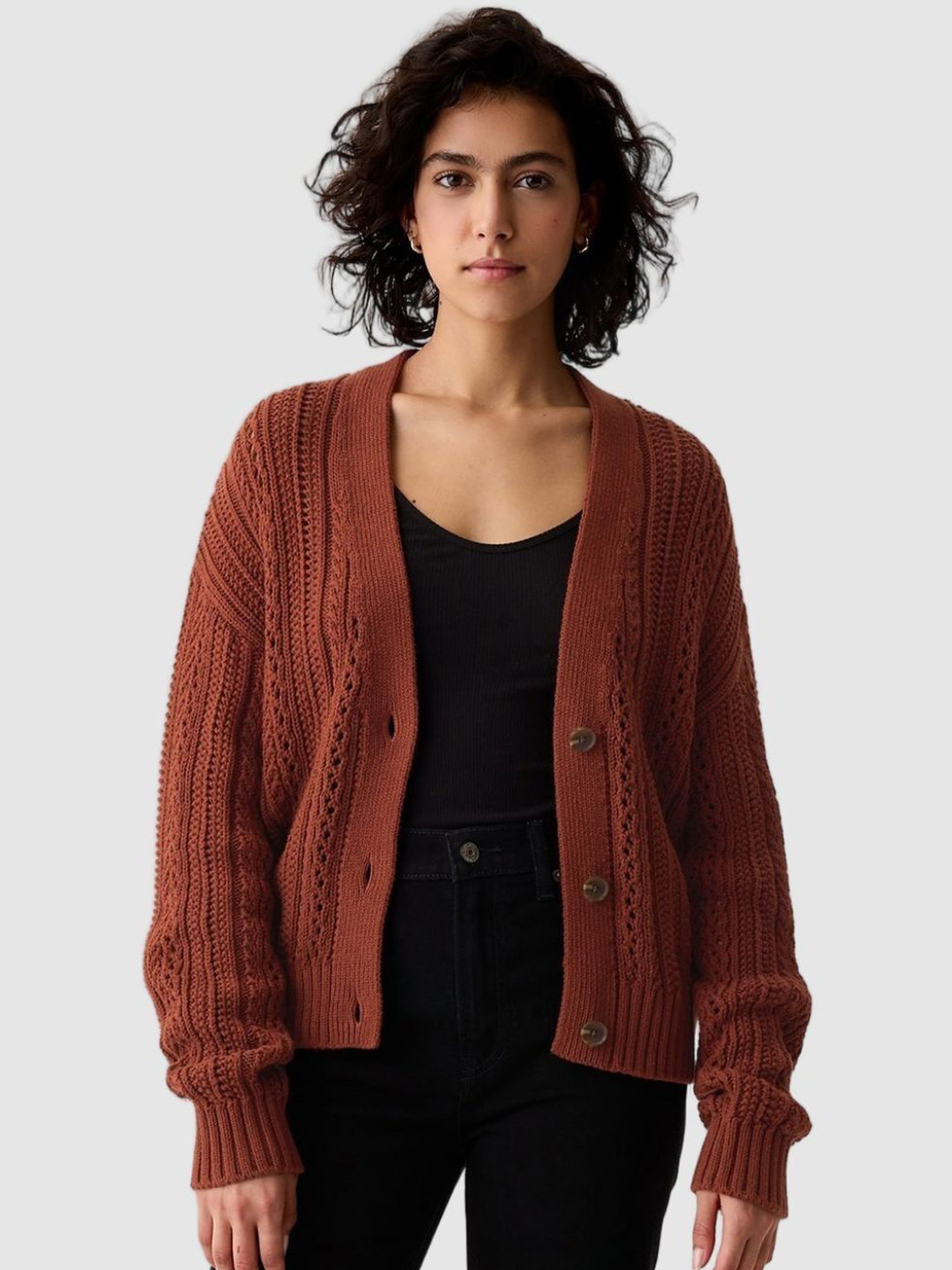 GAP Women Open Knit Pure Cotton Cardigan