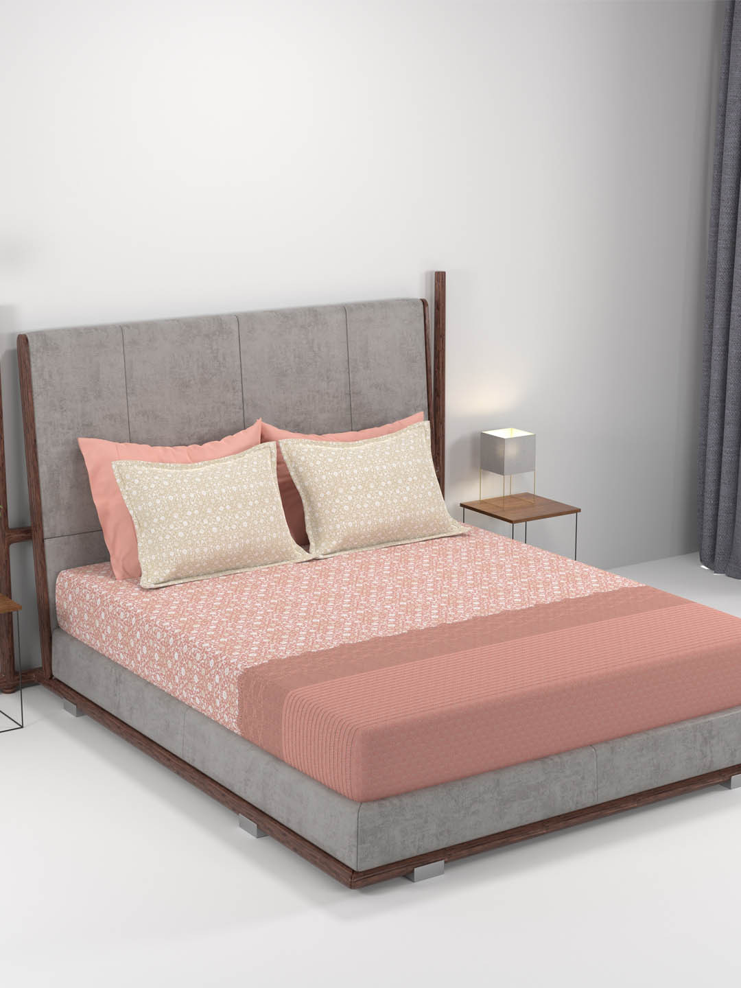 MYTRIDENT Home Essential Red Ethnic Cotton 144TC Double King Bedsheet Set-2.74mX2.74m