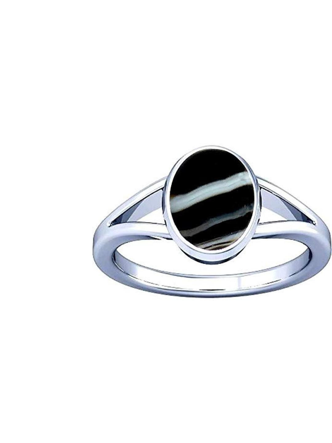 GenZcomplex Silver-Plated Copper Onyx Finger Ring