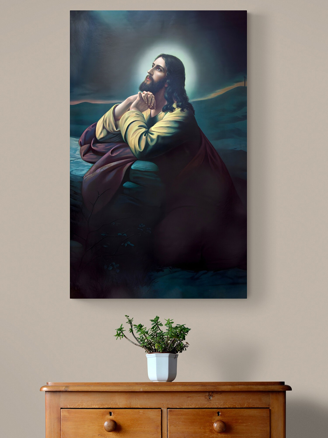 Tushaco Handicrafts Jesus Stretched Canvas Wrapped Wall Painting