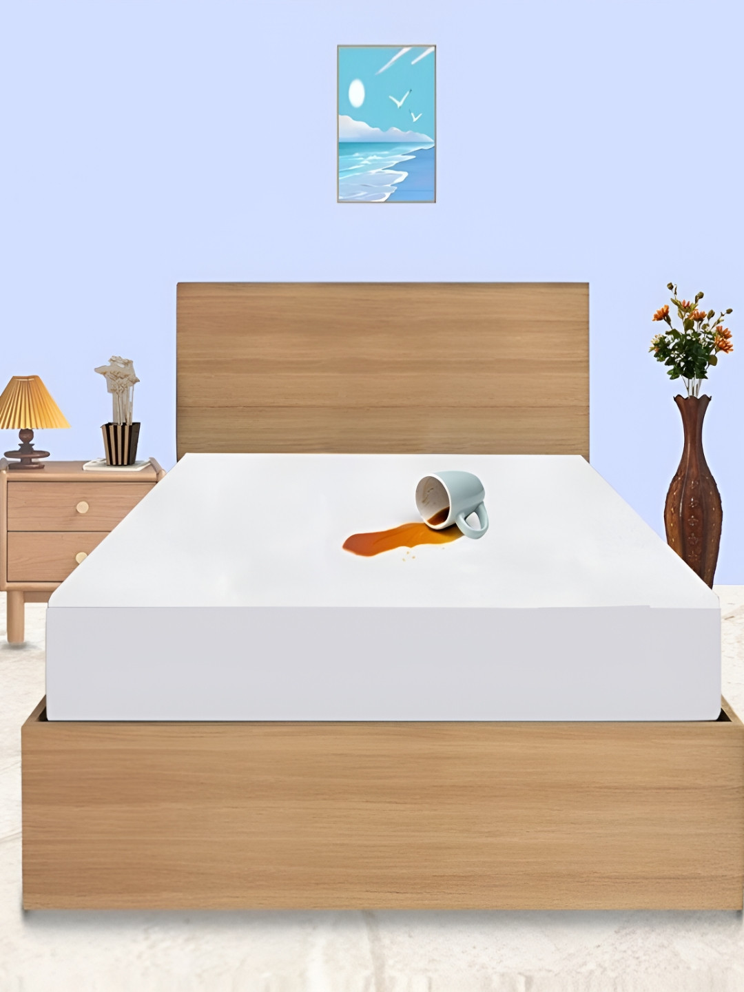 CRAZY WORLD White Terry Water Resistant Mattress Protector
