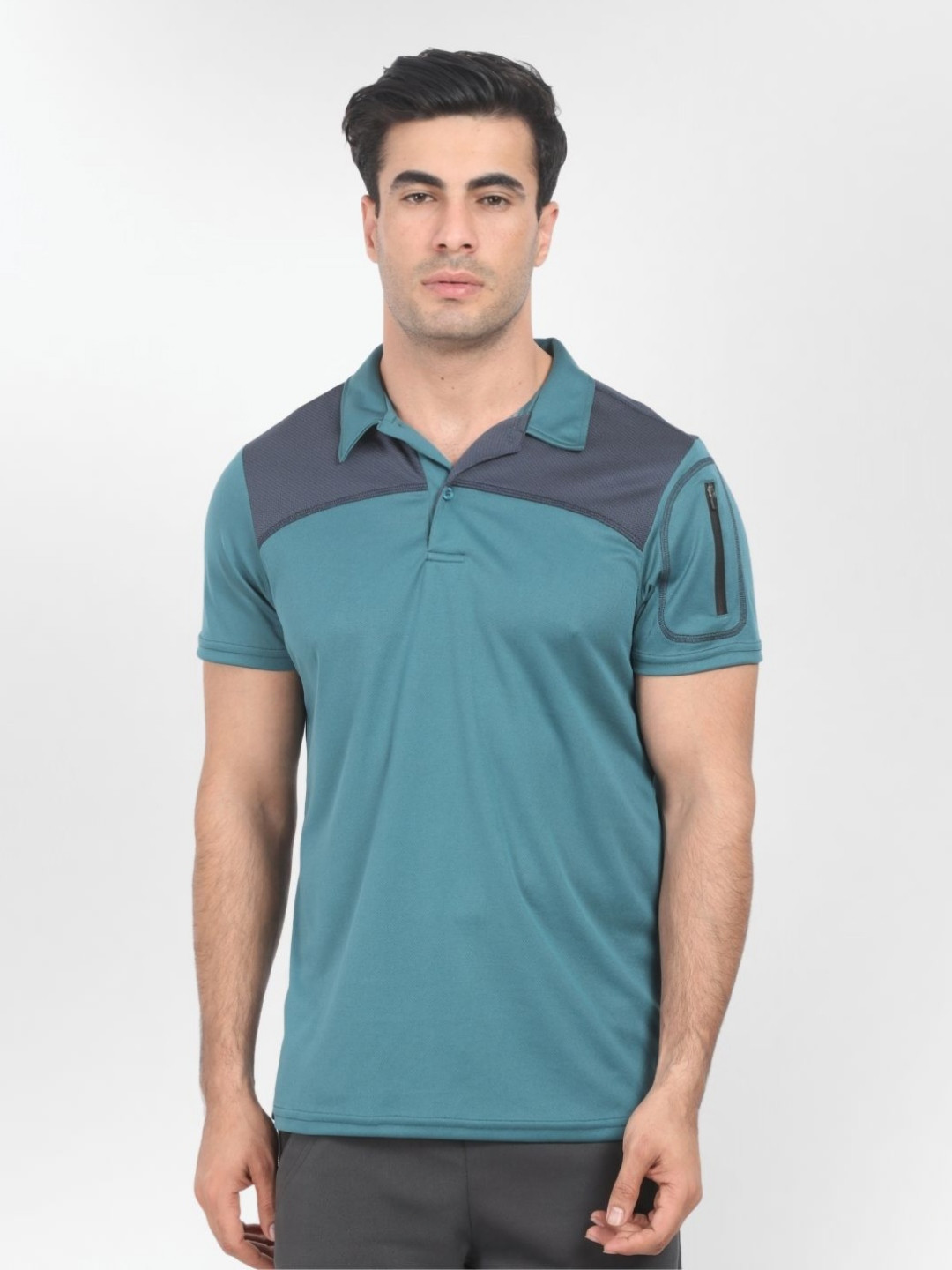 Body Mechanics Men Colourblocked Polo Collar Muscle Fit T-shirt