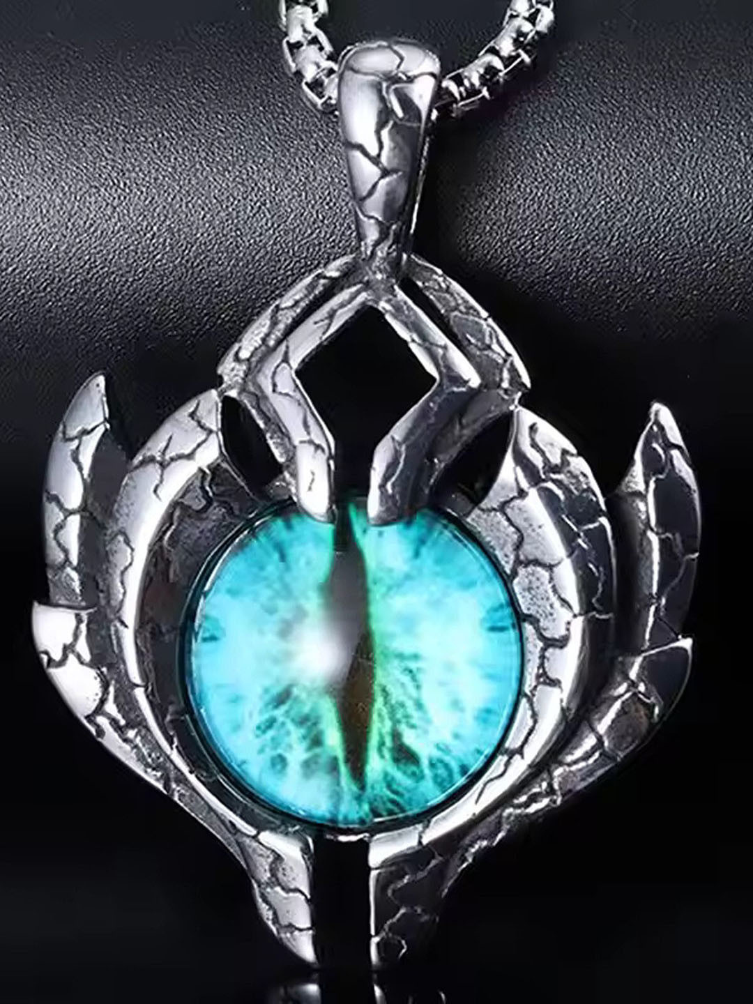 Heer Collection  Stainless Steel Contemporary Stone Studded Devil Blue Eye Pendant With Chain