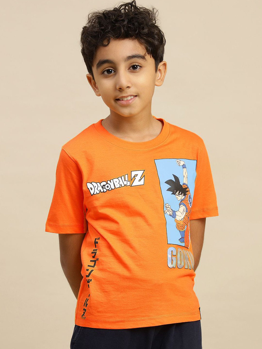Kids Ville Boys Goku Printed Round Neck Regular Fit Pure Cotton T-Shirt