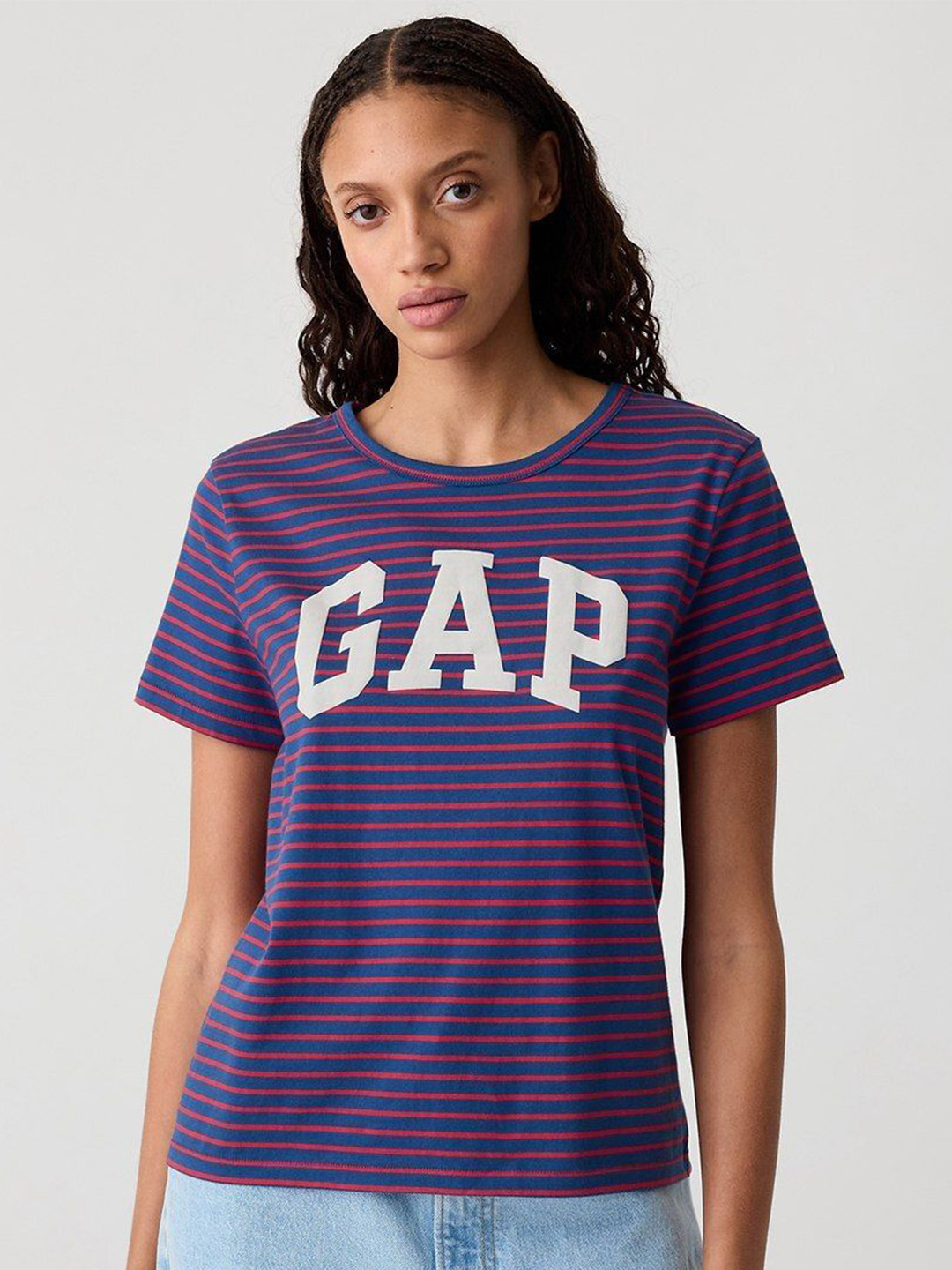 GAP Logo Printed Organic Cotton Slub T-Shirt With Short Sleeves