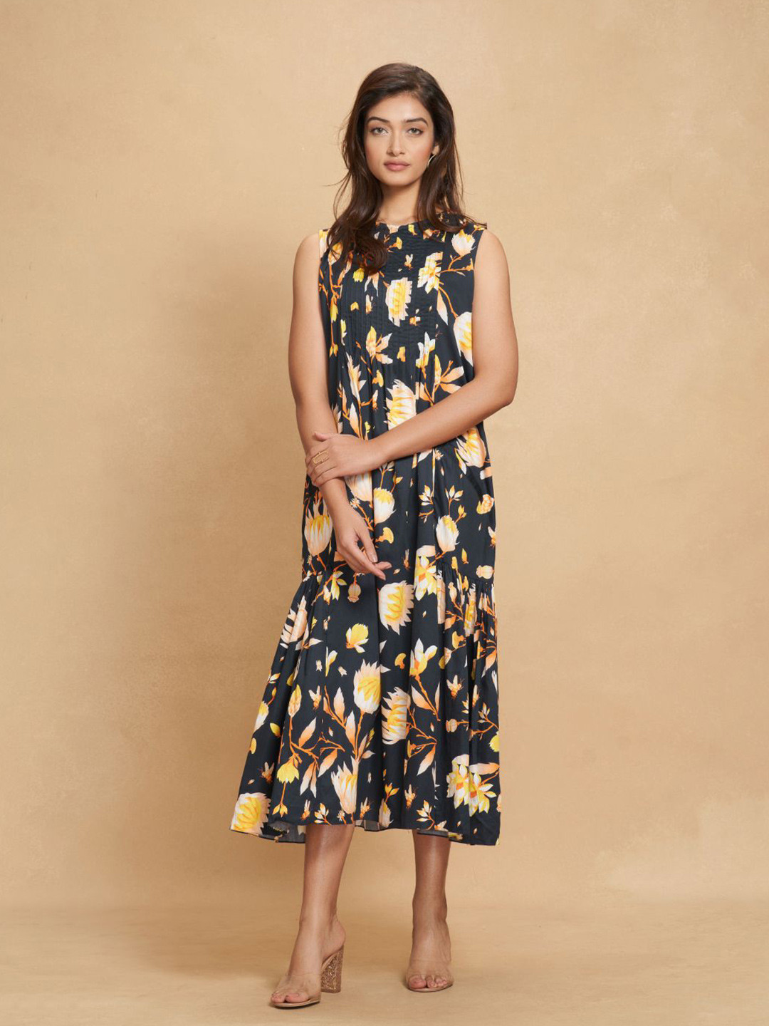 Gulabo by Abu Sandeep Ethnic Motifs Printed A-Line Midi Dress