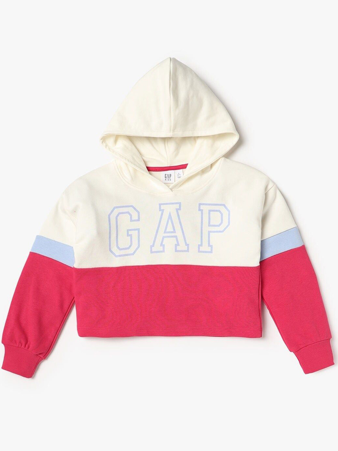 GAP Girls Colourblock Printed Hooded Pullover Sweatshirts