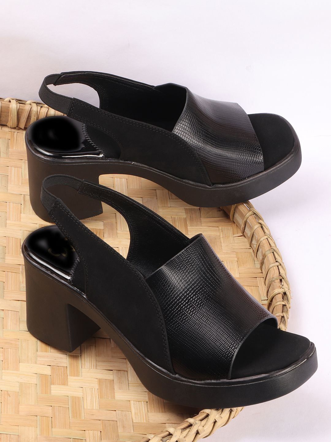 Try Me Women Textured Block Heels Sandals